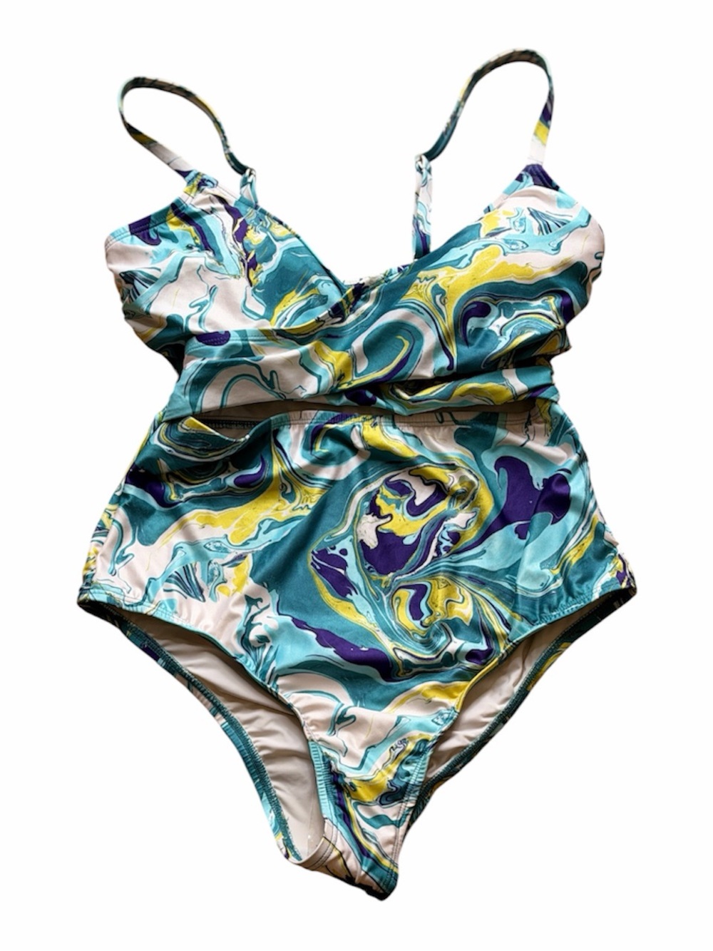 ModCloth Marble Print Cutout One Piece Swimsuit Small Resort Swim